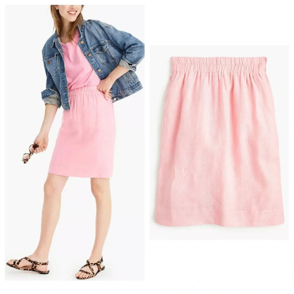 New! J. Crew beachamps linen pull-on skirt pink nwt 27227 - Picture 1 of 15